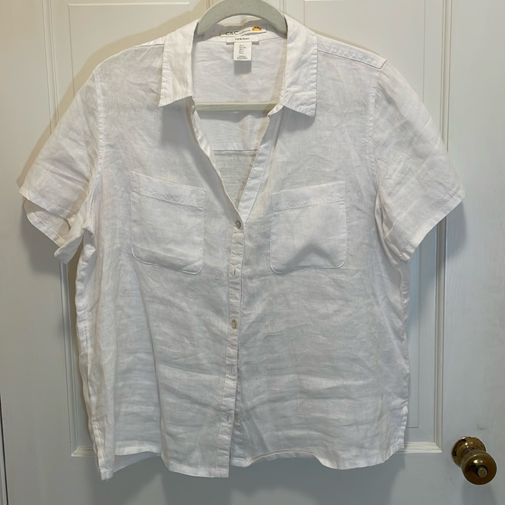 C&C California, White Linen Shirt, L